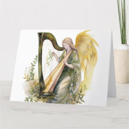 Mooie engel spelen harp Waterverf Bedankkaart