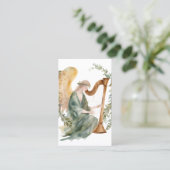 Mooie engel spelen harp Waterverf Visitekaartje (Staand voorkant)