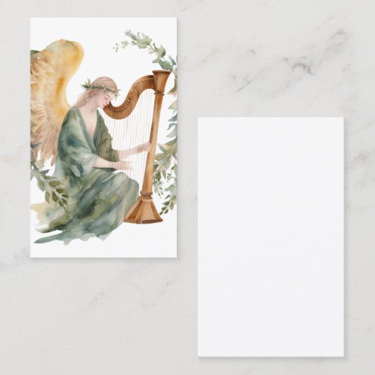 Mooie engel spelen harp Waterverf Visitekaartje (Voorkant / Achterkant)