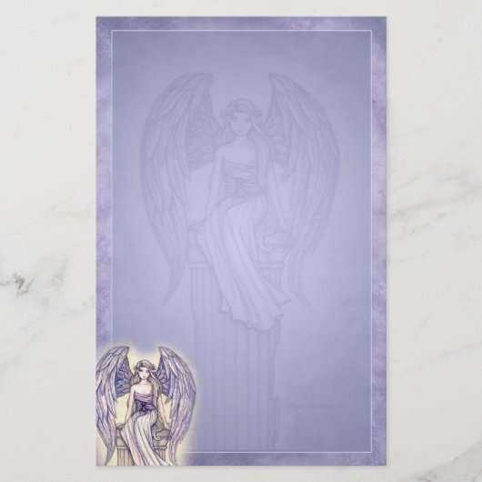 Mooie engel stationery periwinkleblauw briefpapier (Voorkant)