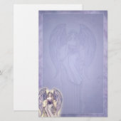 Mooie engel stationery periwinkleblauw briefpapier (Voorkant / Achterkant)