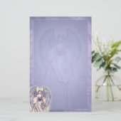 Mooie engel stationery periwinkleblauw briefpapier (Staand voorkant)