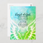 Mooie Engel van God Gebed Helder Groen Blauw Briefkaart (Voorkant / Achterkant)
