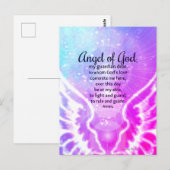 Mooie Engel van God Gebed Roze Waterverf Briefkaart (Voorkant / Achterkant)