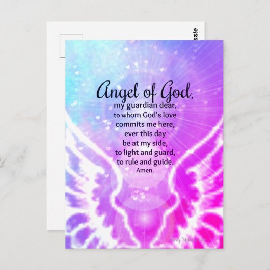 Mooie Engel van God Gebed Roze Waterverf Briefkaart (Voorkant / Achterkant)