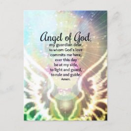 Mooie Engel van God Gebed Wings Groen Blauw Briefkaart