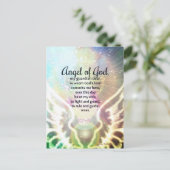 Mooie Engel van God Gebed Wings Groen Blauw Briefkaart (Staand voorkant)