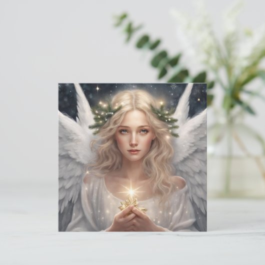 Mooie Engel van Kerstmis Feestdagenkaart (Staand voorkant)