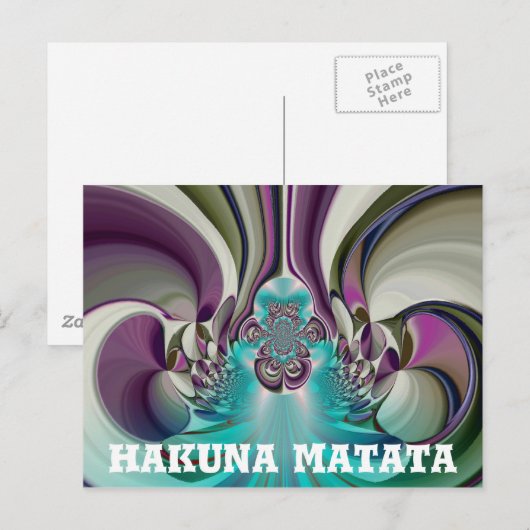 Mooie engelachtige Paarse en cyaan Abstracte print Briefkaart (Voorkant / Achterkant)