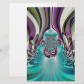 Mooie engelachtige Paarse en cyaan Abstracte print Briefpapier (Voorkant / Achterkant)