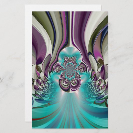 Mooie engelachtige Paarse en cyaan Abstracte print Briefpapier (Voorkant / Achterkant)