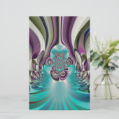 Mooie engelachtige Paarse en cyaan Abstracte print Briefpapier (Staand voorkant)