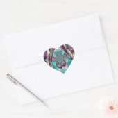 Mooie engelachtige Paarse en cyaan Abstracte print Hart Sticker (Envelop)