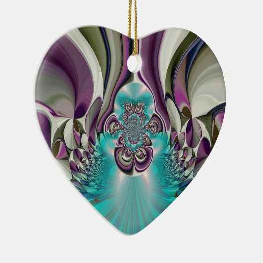 Mooie engelachtige Paarse en cyaan Abstracte print Keramisch Ornament (Rechts)