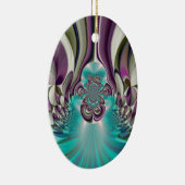 Mooie engelachtige Paarse en cyaan Abstracte print Keramisch Ornament (Rechts)