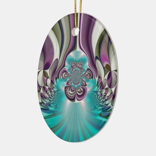 Mooie engelachtige Paarse en cyaan Abstracte print Keramisch Ornament (Links)