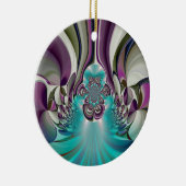 Mooie engelachtige Paarse en cyaan Abstracte print Keramisch Ornament (Rechts)