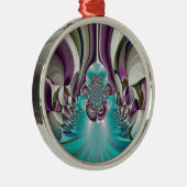 Mooie engelachtige Paarse en cyaan Abstracte print Metalen Ornament (Rechts)