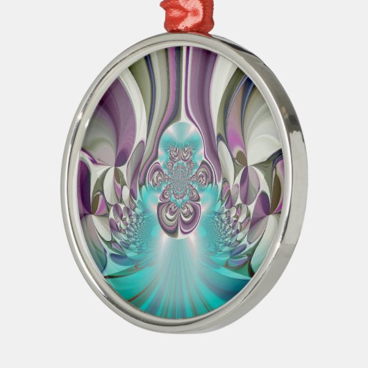 Mooie engelachtige Paarse en cyaan Abstracte print Metalen Ornament (Links)