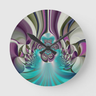 Mooie engelachtige Paarse en cyaan Abstracte print Ronde Klok