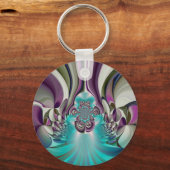 Mooie engelachtige Paarse en cyaan Abstracte print Sleutelhanger (Voorkant)