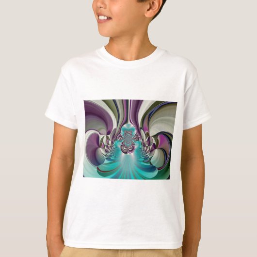 Mooie engelachtige Paarse en cyaan Abstracte print T-shirt (Voorkant)