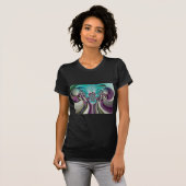 Mooie engelachtige Paarse en cyaan Abstracte print T-shirt (Voorkant volledig)