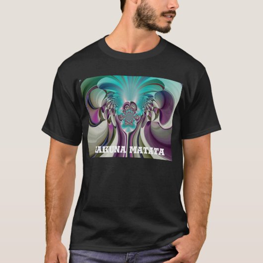 Mooie engelachtige Paarse en cyaan Abstracte print T-shirt (Voorkant)
