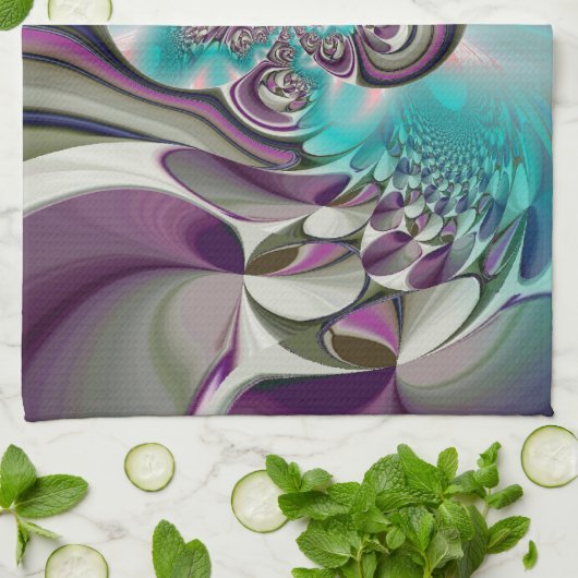 Mooie engelachtige Paarse en cyaan Abstracte print Theedoek (Gevouwen)