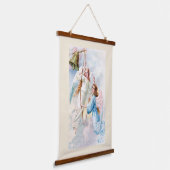 Mooie engelen met bel hangend wandkleed (Gebogen)