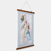 Mooie engelen met bel hangend wandkleed (Gebogen)