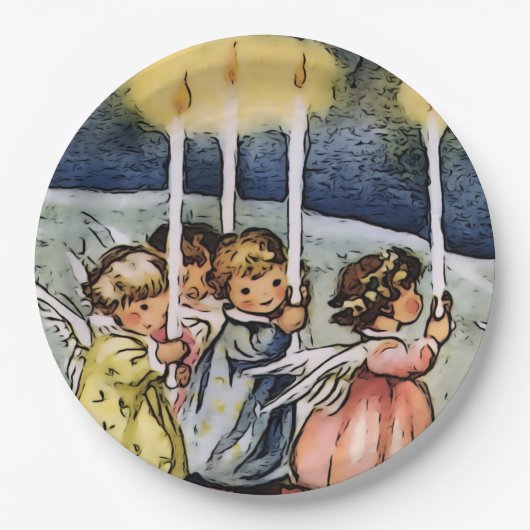 mooie engelen papieren bordje (Voorkant)