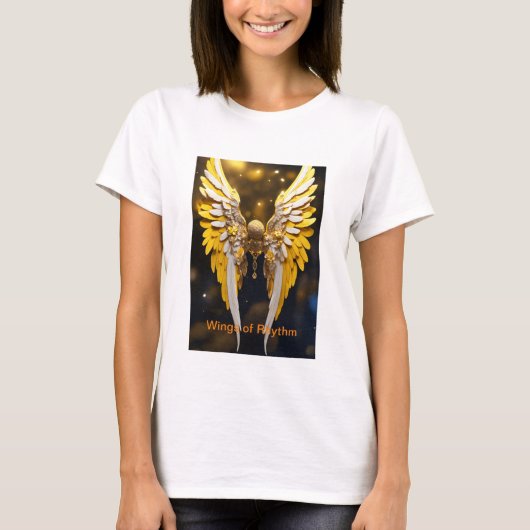 Mooie engelenvleugels in geel en goud t-shirt (Voorkant)