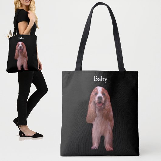 Mooie Engelse Cocker Spaniel hond op zwart Tote Bag