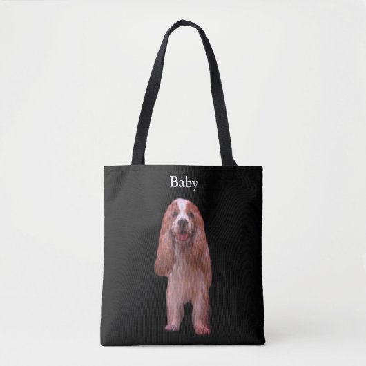 Mooie Engelse Cocker Spaniel Hond op Zwart Tote Bag (Voorkant)
