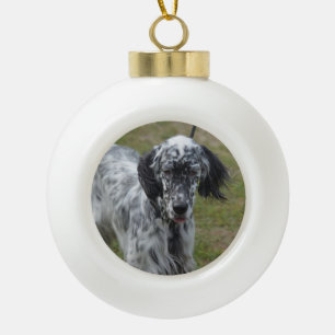 Mooie Engelse Setter Dog Keramische Bal Ornament