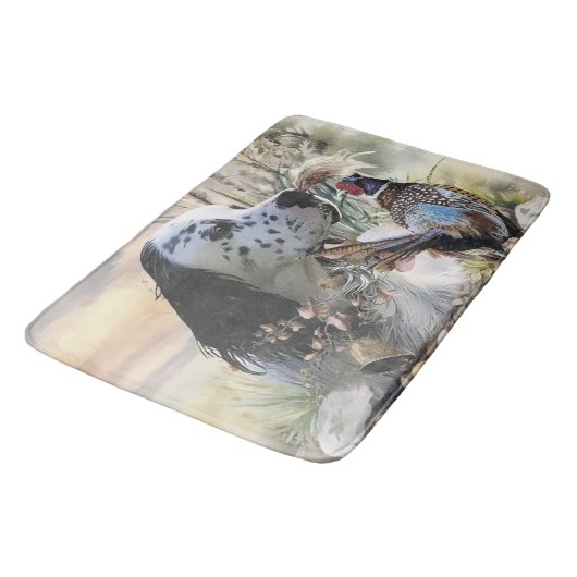 Mooie Engelse Setter met fazant , Art Badmat (Gekanteld)