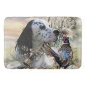 Mooie Engelse Setter met fazant , Art Badmat (Voorkant)