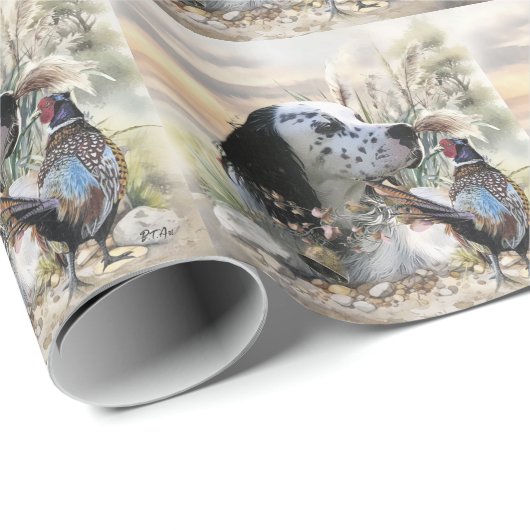Mooie Engelse Setter met fazant , Art Cadeaupapier (Rol Hoek)