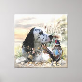 Mooie Engelse Setter met fazant , Art Canvas Afdruk (Voorkant)