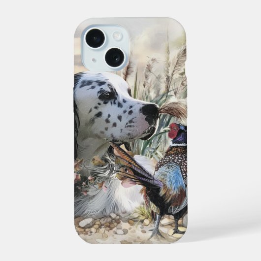 Mooie Engelse Setter met fazant , Art iPhone 15 Case (Achterkant)