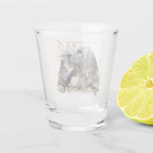 Mooie Engelse Setter met fazant , Art Shot Glas (Achterkant)