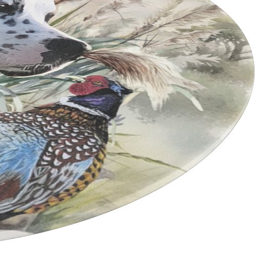 Mooie Engelse Setter met fazant , Art Snijplank (Hoek)