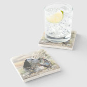 Mooie Engelse Setter met fazant , Art Stenen Onderzetter (Zijkant)