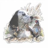 Mooie Engelse Setter met fazant , Art Sticker (Voorkant)