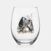 Mooie Engelse Setter met fazant , Art Wijnglas Zonder Voet (Achterkant)