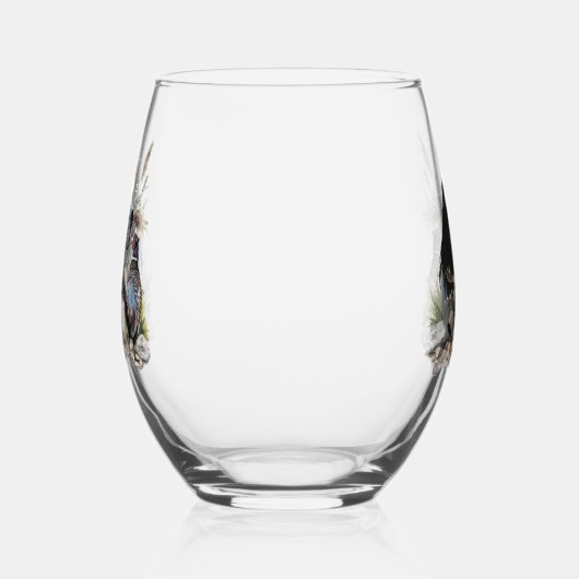 Mooie Engelse Setter met fazant , Art Wijnglas Zonder Voet (Rechts)