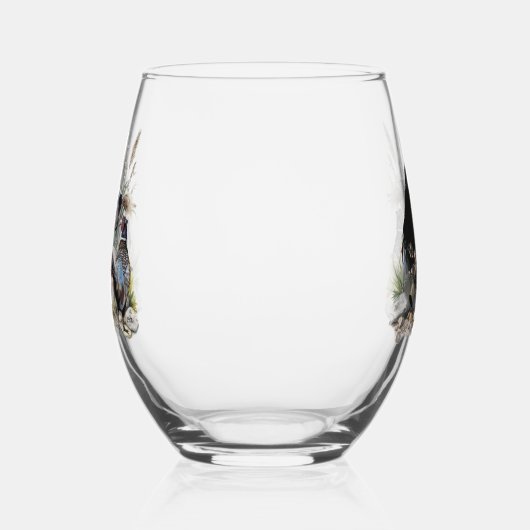 Mooie Engelse Setter met fazant , Art Wijnglas Zonder Voet (Links)