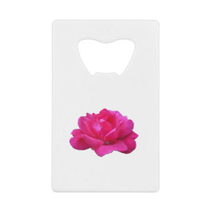 mooie enkele roze roos bloem creditkaart flessenopener