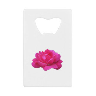 mooie enkele roze roos bloem creditkaart flessenopener